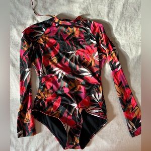 BILLABONG LONG SLEEVE RASHGUARD SUIT / LARGE / TROPICAL 🌺🌴🌊